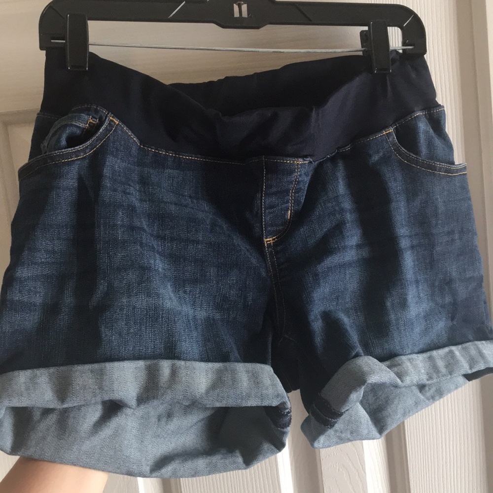 Denim maternity shorts
